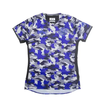 PUMA 1 FC Herzogenaurach Camo Print Jersey Blue V-Neck Short Sleeve Mens M