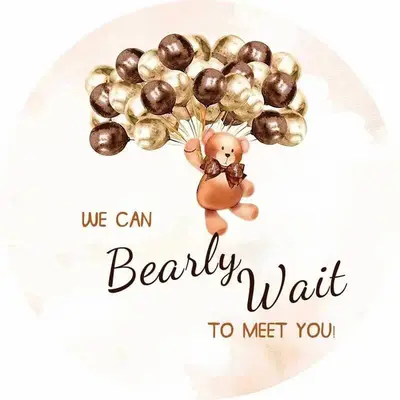 Aperturee Brown Teddy Bear Balloon Baby Shower Backdrop Kit | Circle Party Backdrop | Baby Shower Backdrop Ideas | Circle Bac...