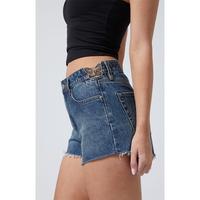 PacSun Women's Dark Indigo Butterfly High Waisted Denim Festival Shorts