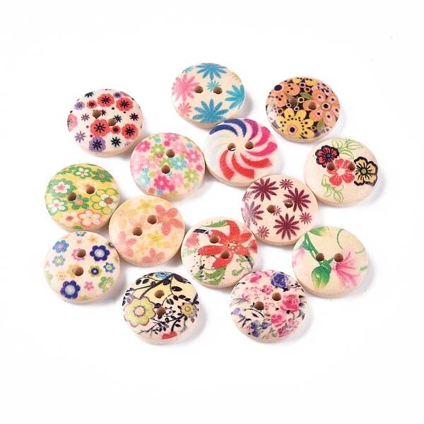 2-Hole Printed Wooden Buttons