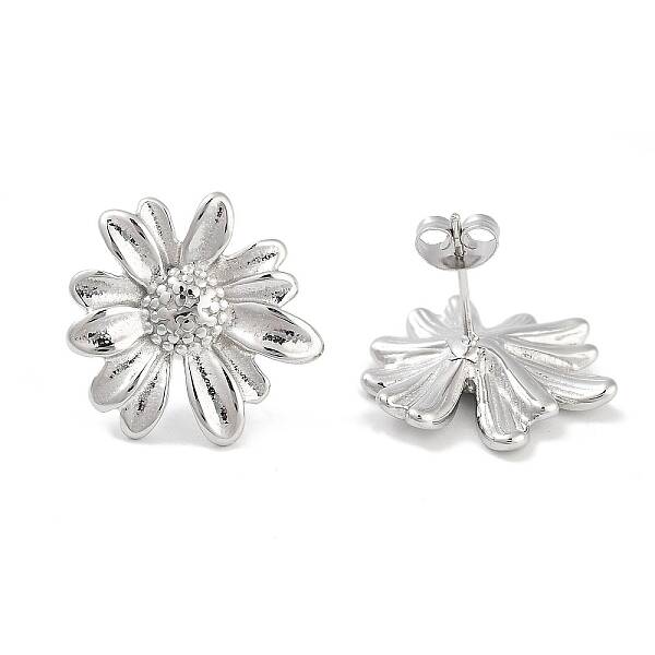 Non-Tarnish Flower 304 Stainless Steel Stud Earrings for Women