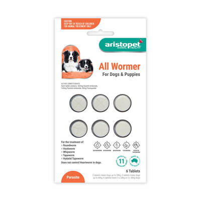 Aristopet Allwormers For Dogs/Puppies 100 Tablets
