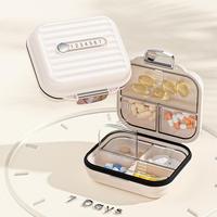 Travel Pill Organizer Box with Medicine Labels, Compartments Portable Pill Case, Daily MedicationOrganizer Storage Pill Conta...