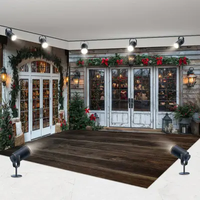 Aperturee Retro White Christmas Vibe Store Room Set Backdrop | Christmas Photo Backdrop | Xmas Backdrop | Christmas Backdrops...