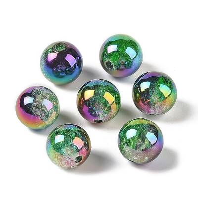 UV Plating Opaque Crackle Two-tone Acrylic Beads
