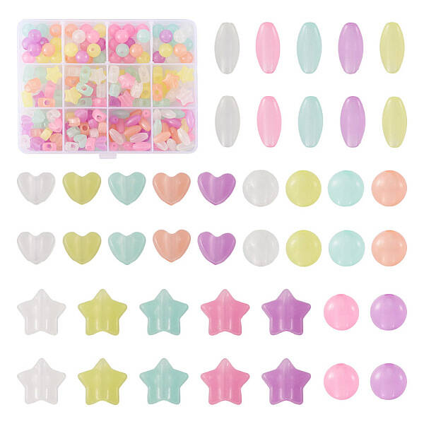 200Pcs 4 Style Luminous Acrylic Beads