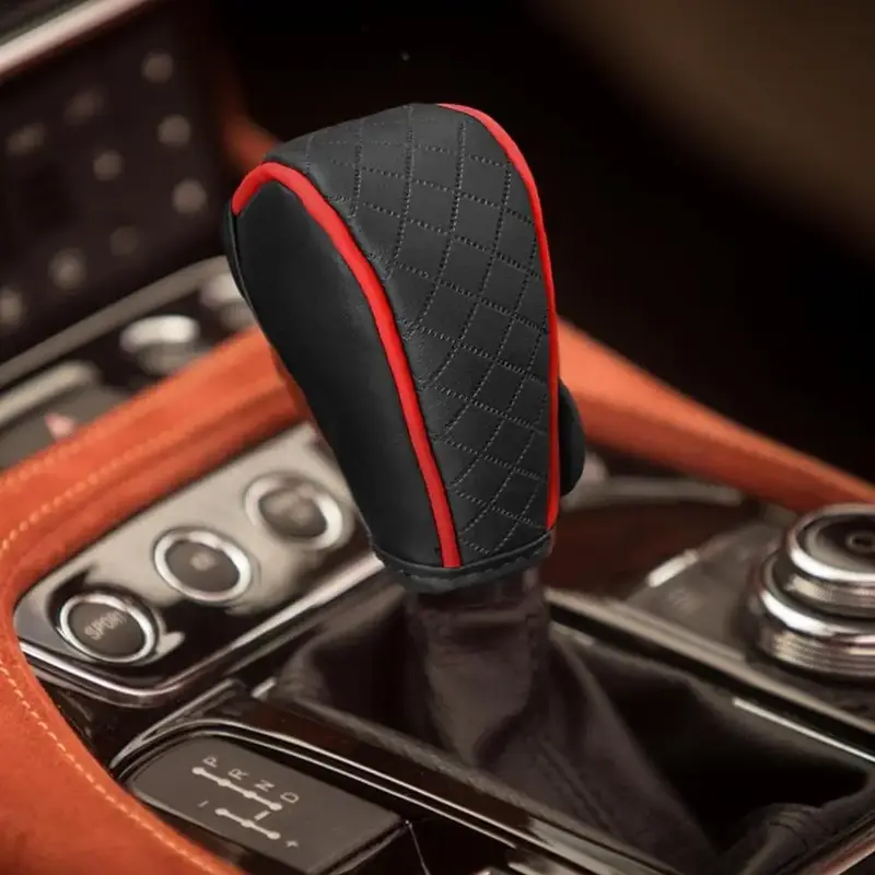 Car Gear Lever Cover, PU Leather Auto Gear Shifter Decorative Protector, Car Interior Accessories