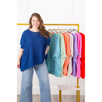 Door Buster! Plus/Reg Waffle Knit Short Dolman Sleeve Top