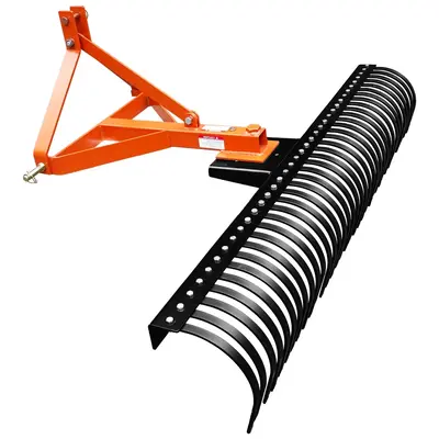 Garvee 6 FT Landscape Rake for Tractors with 36 Steel Tines, 3-Point Connector, Rust-Resistant Steel, Fits Cat 1/2, Yard & Fa...