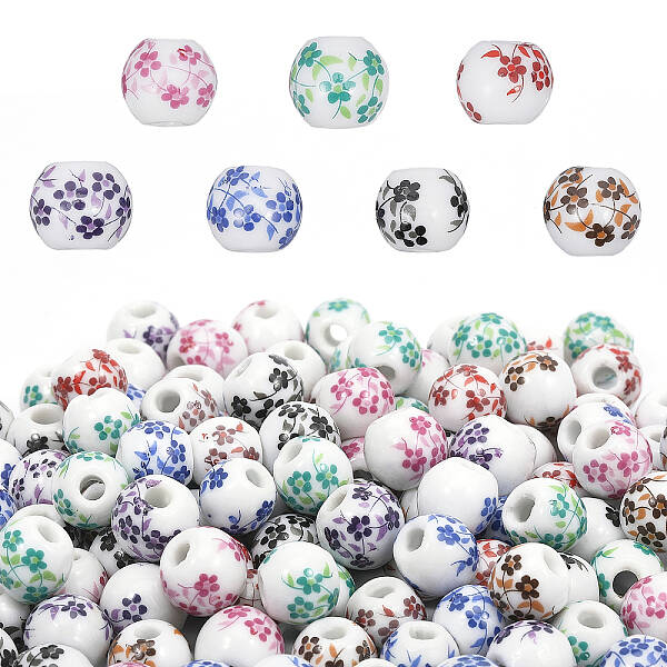 210Pcs 7 Colors Handmade Porcelain Beads