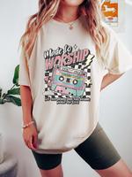 Women's Cassette Tape Print Round Neck Tee, Fashion Casual Letter Graphic Drop Shoulder T-shirt for Daily Holiday Vacation Ou...