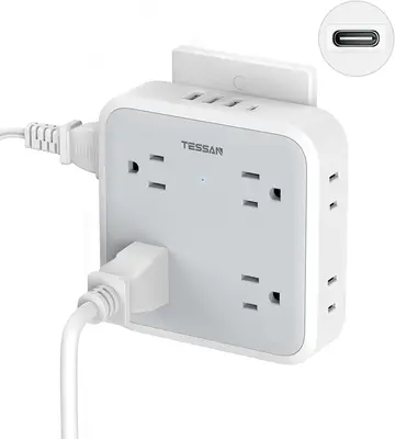 【New Arrival 】TESSAN 12 in 1 Outlet Surge Protector Wall Plug Power Strip with 4 USB C Wall Charger 3 Sided Multi Plug fo...