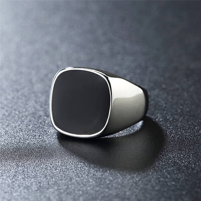 Square Stainless Steel Enamel Finger Rings for Men