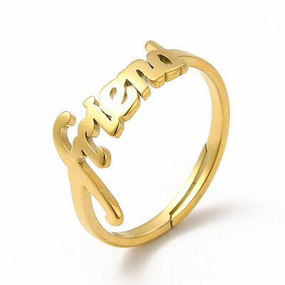 Ion Plating(IP) 304 Stainless Steel Word Friend Adjustable Ring for Women