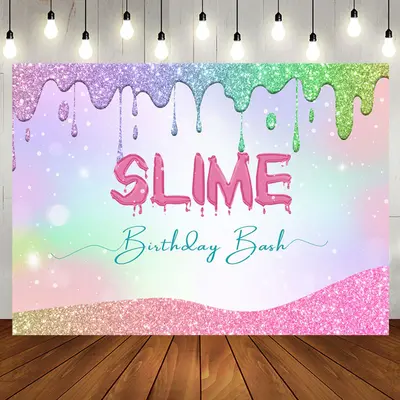 Aperturee Colorful Cream Glitter Slime Birthday Bash Backdrop - Aperturee