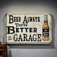Retro Metal Tin Sign, 1 Set Beer Letter Pattern Wall Decor Plaque, Vintage Garage Wall Decor for Restaurant, Cafe, Bar, Club,...