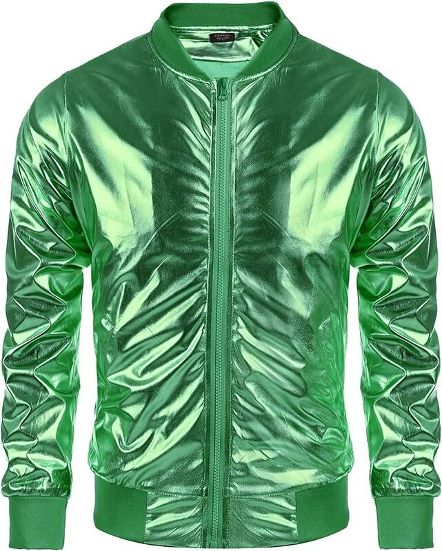 70s Disco Christmas Party Zip-up Jacket (US Only), Green / L