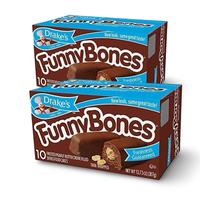 Drake's Cakes Funny Bones, pack of 2 [total 20 cakes] Chocolate Peanut Butter Snack Dessert