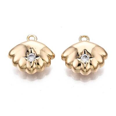 Brass Micro Pave Clear Cubic Zirconia Charms