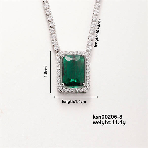 Elegant Brass Micro Pave Cubic Zirconia Pendant Necklaces