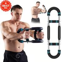 Adjustable Arm & Chest Muscle Trainer for Men – Detachable Stainless Steel Fitness Tool with Blue Grips, Ideal for Beginner...