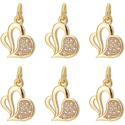 10Pcs Rack Plating Brass Micro Pave Cubic Zirconia Charms