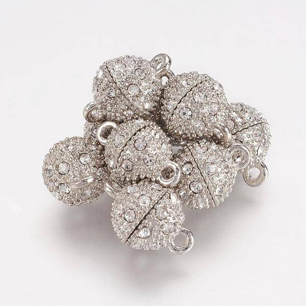 Alloy Rhinestone Magnetic Clasps with Loops