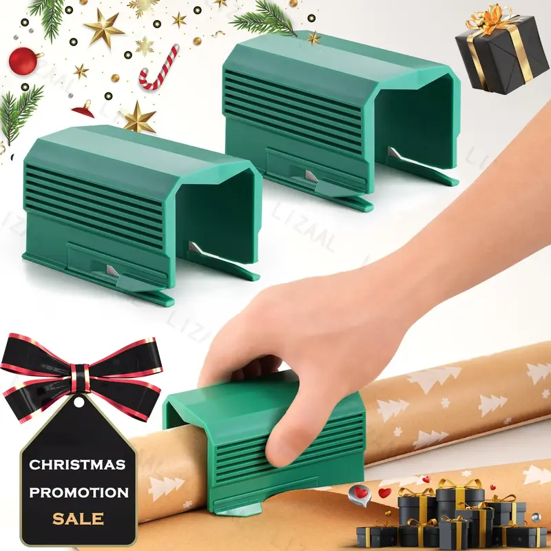 2-Pack Double-Sided Christmas Wrapping Paper Cutter.  Paper Cutting tools. Safe and Easy. Suitable for Both Left and Right Ha...