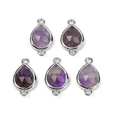 Natural Amethyst Faceted Connector Charms