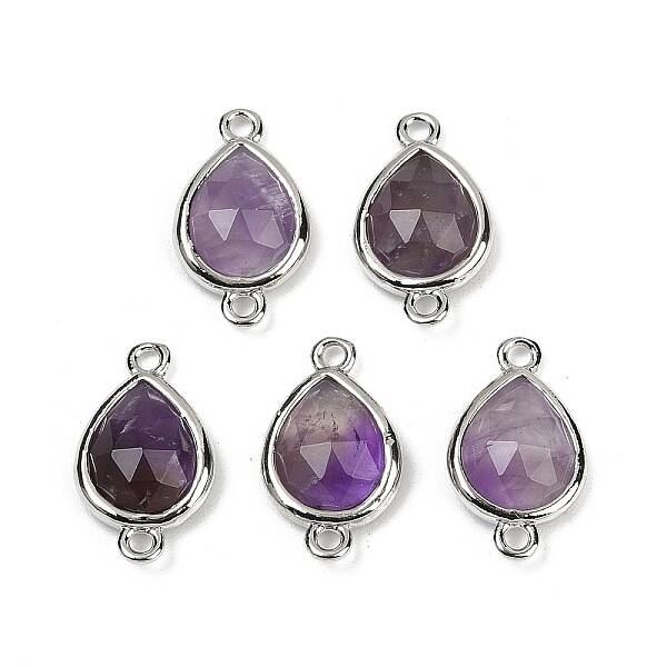 Natural Amethyst Faceted Connector Charms
