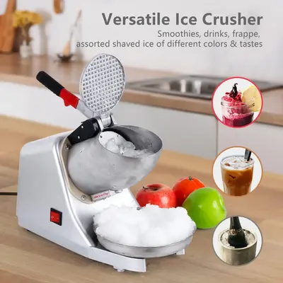ZENY Electric Ice Shaver Machine Stainless Steel Electric Ice Crusher Snow Cone Maker 143lbs/HR Silver