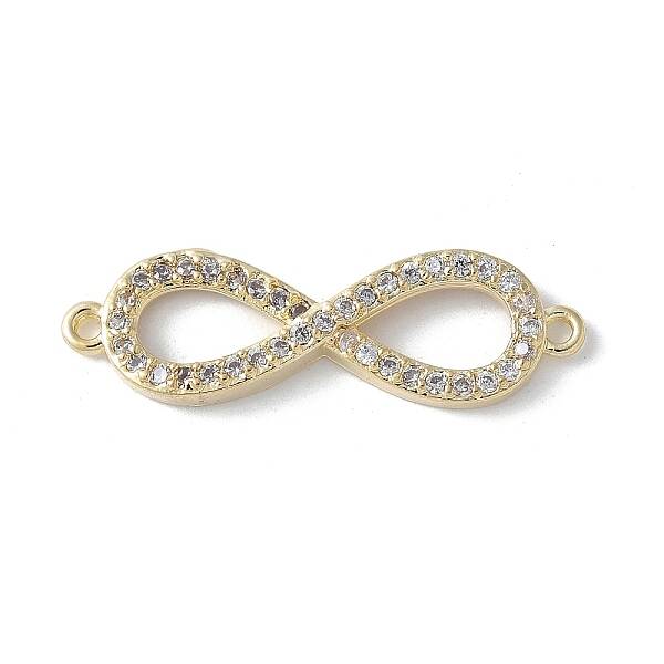 Brass Micro Pave Clear Cubic Zirconia Connector Charms