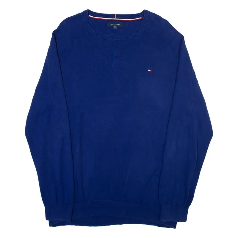 TOMMY HILFIGER Mens Jumper Blue Tight Knit 2XL