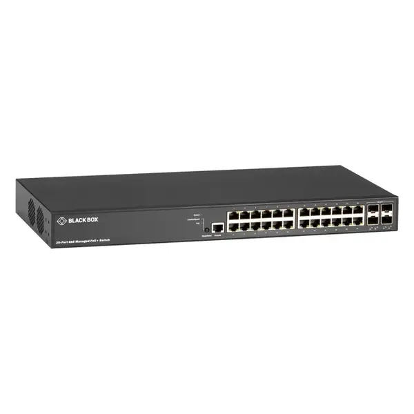 LPB3028A Black Box LPB3000 Series 24 x Ports 1000Base-T PoE+ RJ-45 + 4 x Port 10GbE SFP+ Layer 2 Managed Gigabit Ethernet Net...