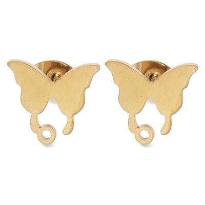 Butterfly Ion Plating(IP) 304 Stainless Steel Stud Earring Findings