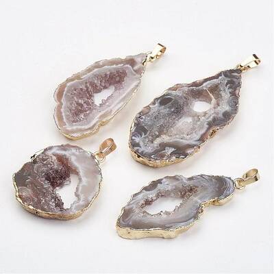 Natural Geode Agate Pendants
