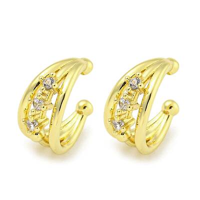 Brass Micro Pave Cubic Zirconia Cuff Earrings