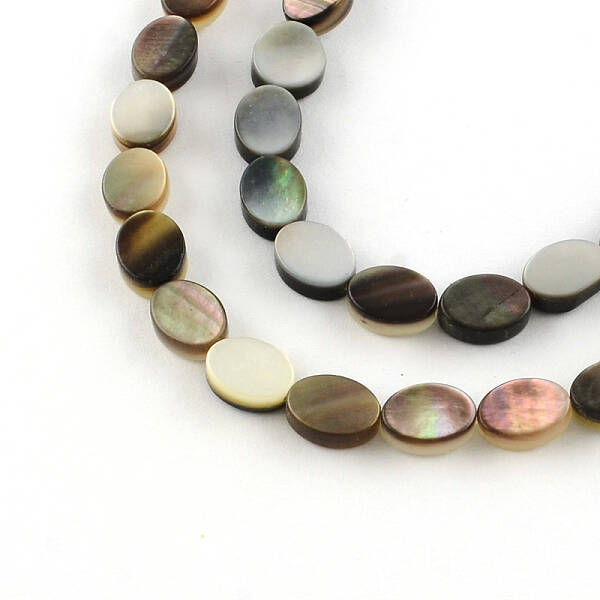 Oval Natural Black Lip Shell Beads Strands