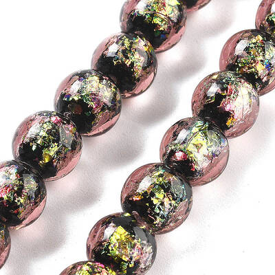 Handmade Foil Lampwork Beads Strands