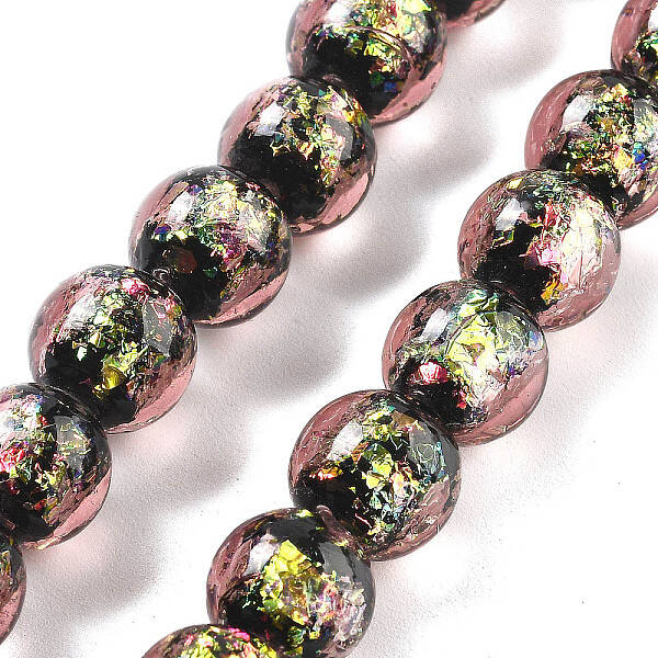 Handmade Foil Lampwork Beads Strands