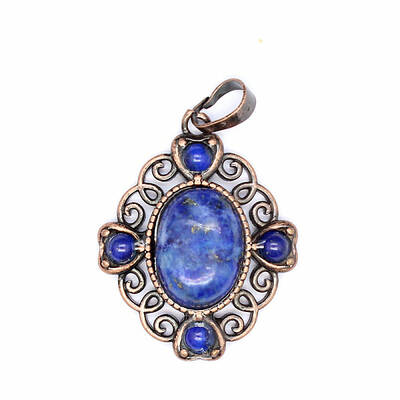 Retro Hollow Natural Lapis Lazuli Pendants