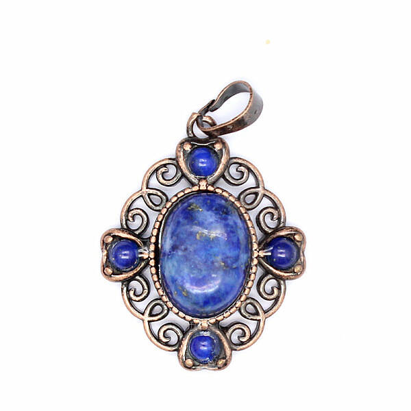 Retro Hollow Natural Lapis Lazuli Pendants