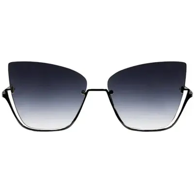 Vixen - Black Lens Black Frame Metal Cateye Sunglasses | Color: Faded Black | Size: OS