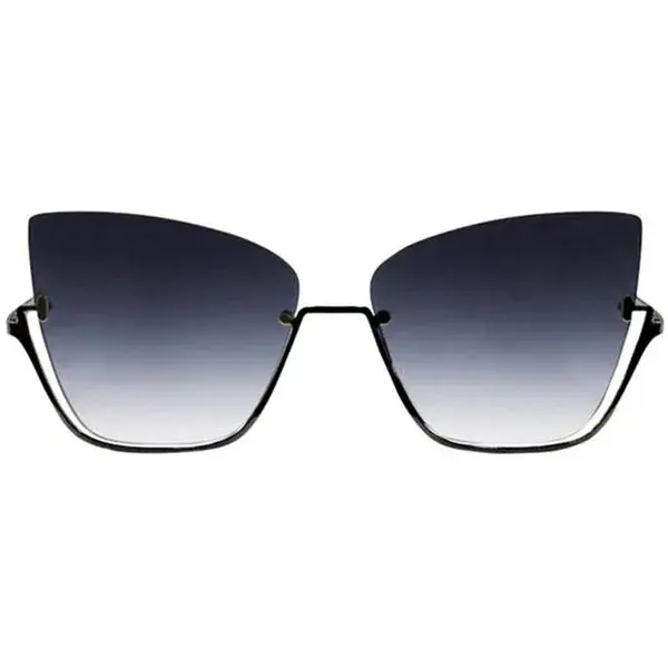 Vixen - Black Lens Black Frame Metal Cateye Sunglasses | Color: Faded Black | Size: OS