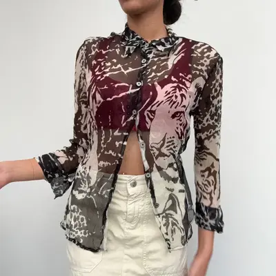 Roberto Cavalli Animal print Shirt - Medium Black & White Silk
