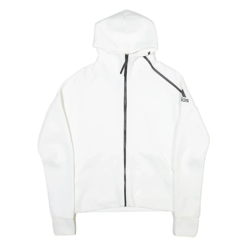 ADIDAS Boys White Hoodie Full Zip M