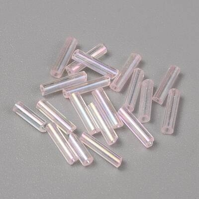 300Pcs Transparent Glass Round Bugle Beads