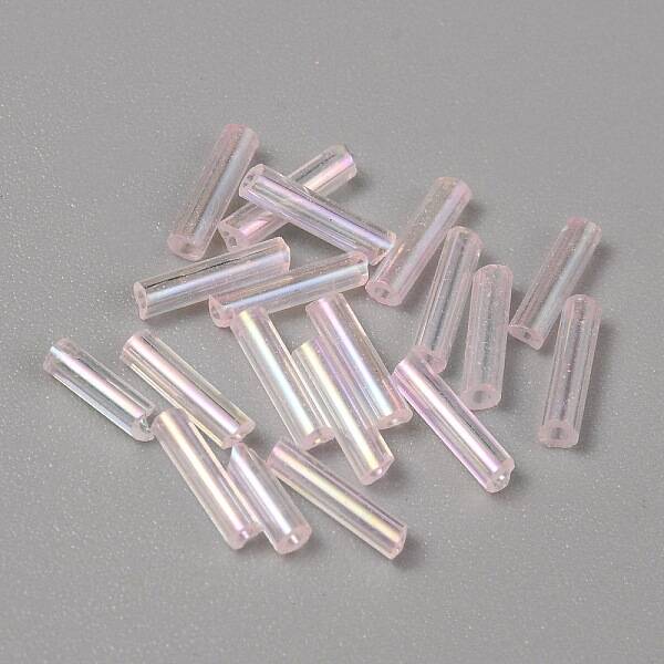 300Pcs Transparent Glass Round Bugle Beads