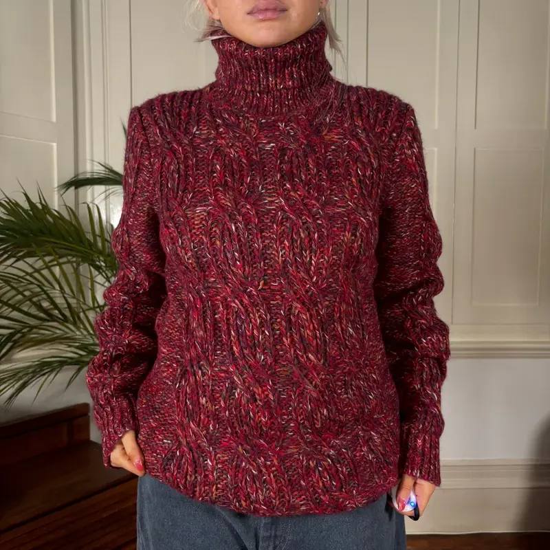 Sisley Rollneck - Medium Red Acrylic Blend