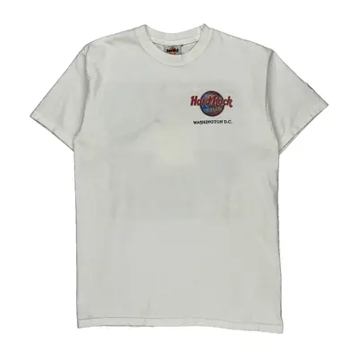Washington D.C. Hard Rock Cafe Graphic T-Shirt - Medium White Cotton